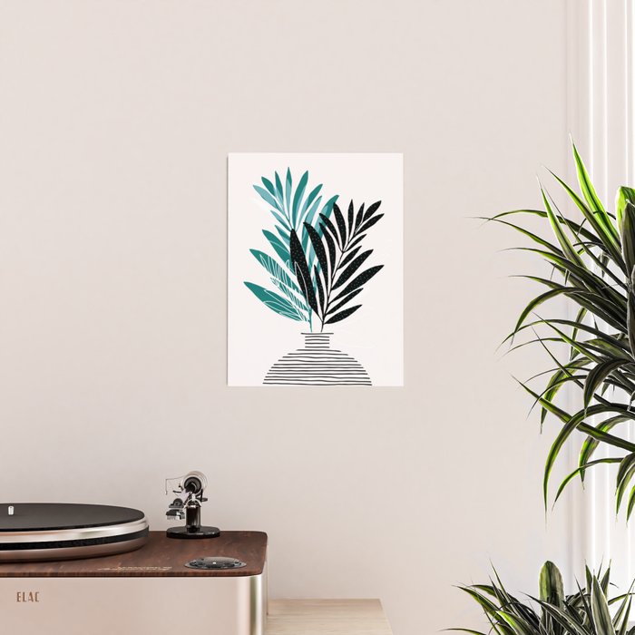 Teal Olive Branches Modern Botanical Poster Gallery Image 2