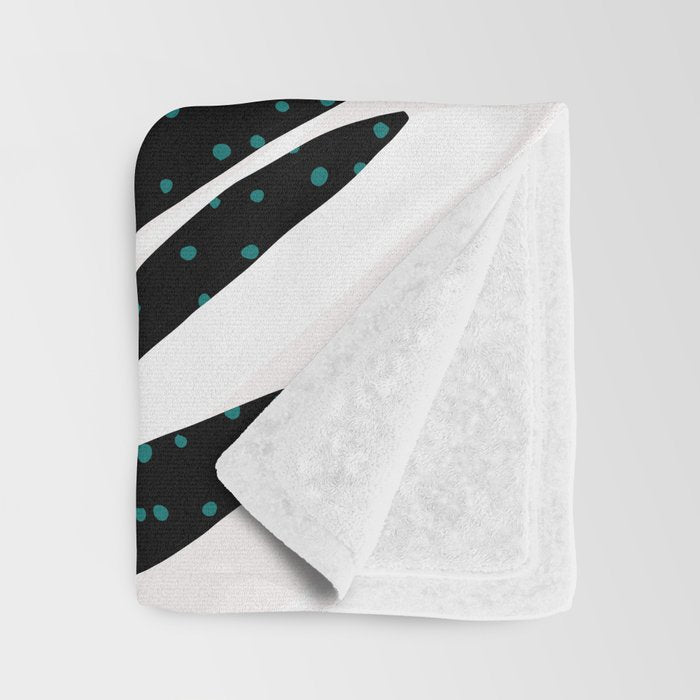 Teal Olive Branches Modern Botanical Throw Blanket Gallery Image 3
