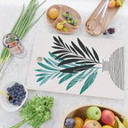 Teal Olive Branches Modern Botanical Cutting Board Gallery Image 2