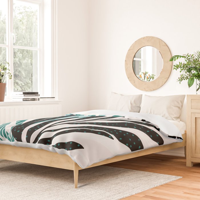 Teal Olive Branches Modern Botanical Duvet Cover Gallery Image 2