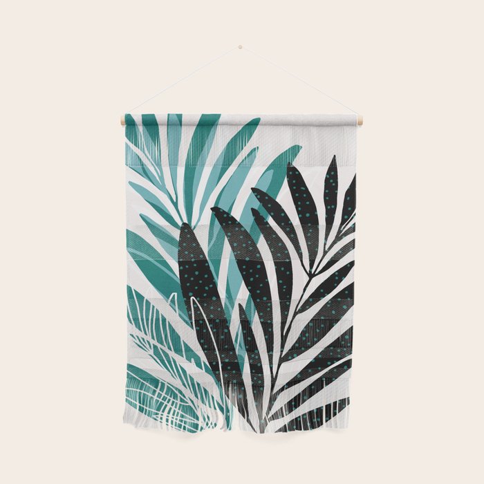 Teal Olive Branches Modern Botanical Wall Hanging Gallery Image 1