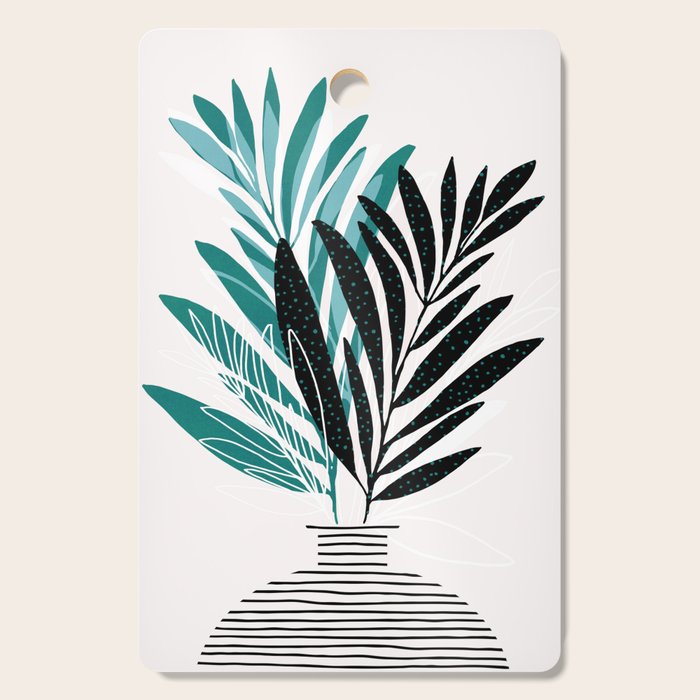 Teal Olive Branches Modern Botanical Cutting Board Gallery Image 1