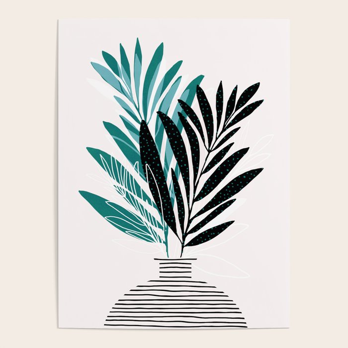 Teal Olive Branches Modern Botanical Poster Gallery Image 4