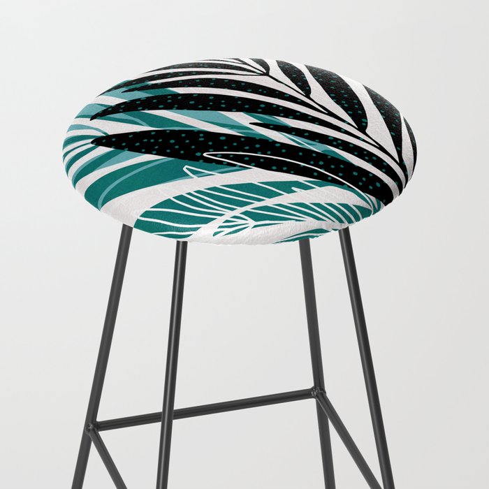Teal Olive Branches Modern Botanical Stool Gallery Image 2