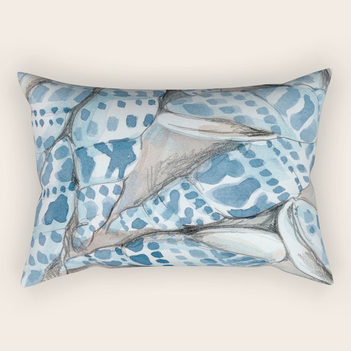 Blue Dot Shells Rectangular Pillow Gallery Image 2