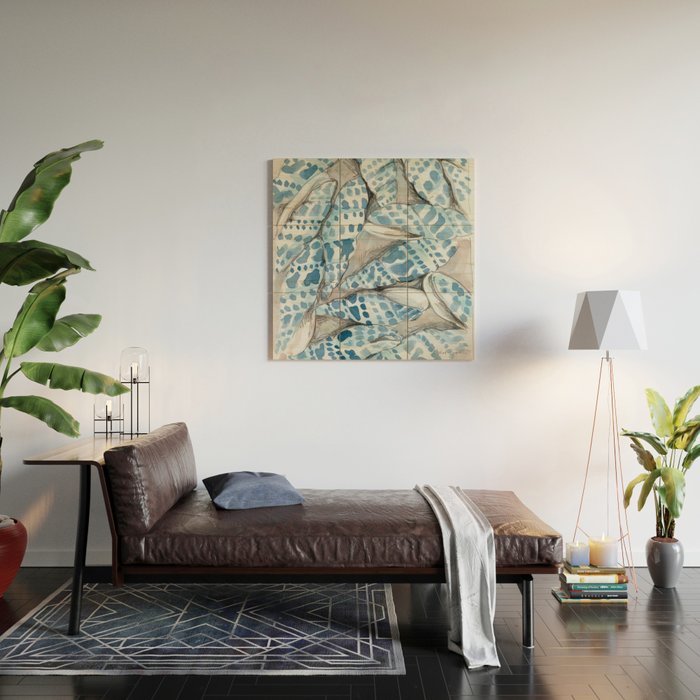 Blue Dot Shells Wood Wall Art Gallery Image 2
