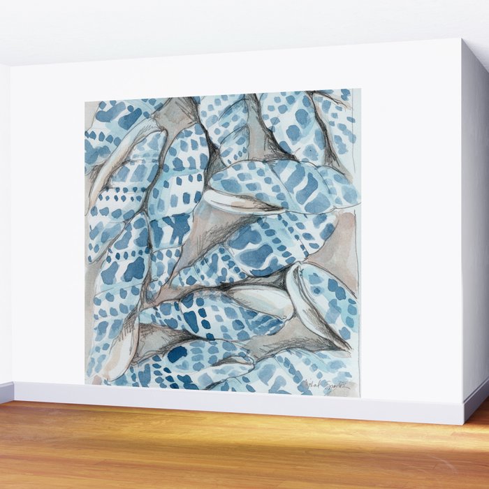 Blue Dot Shells Wall Mural Gallery Image 2