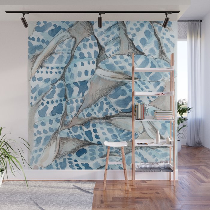 Blue Dot Shells Wall Mural Gallery Image 1