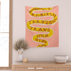REBIRTH THROUGH TRANSFORMATION yellow Wall Tapestry Gallery Image 2