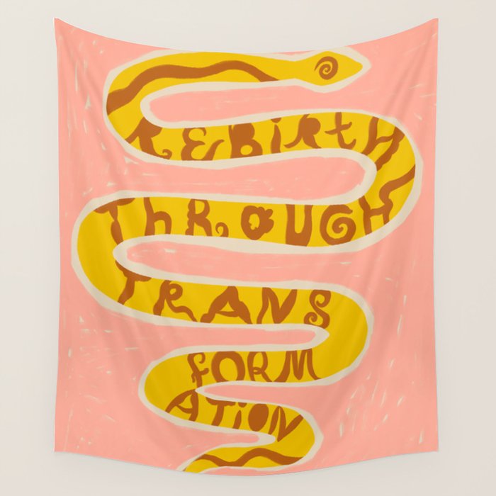REBIRTH THROUGH TRANSFORMATION yellow Wall Tapestry Gallery Image 4