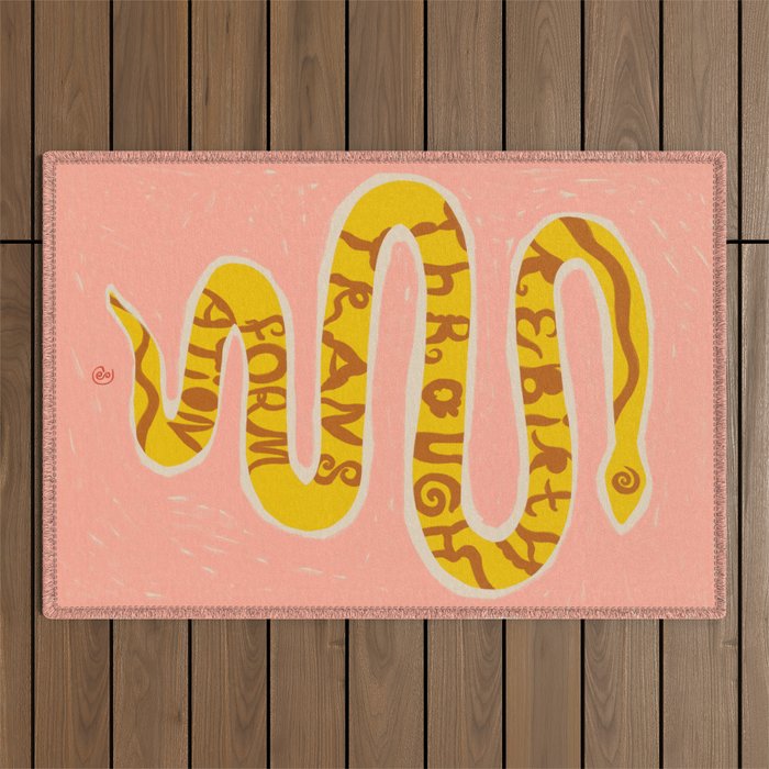 REBIRTH THROUGH TRANSFORMATION yellow Outdoor Rug Gallery Image 1