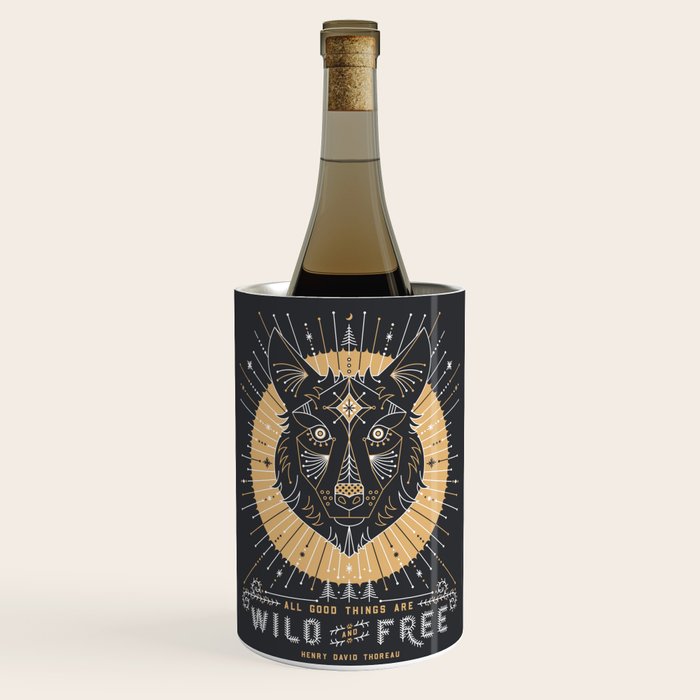Wild & Free Wolf - Gold & Grey Wine Chiller Gallery Image 1