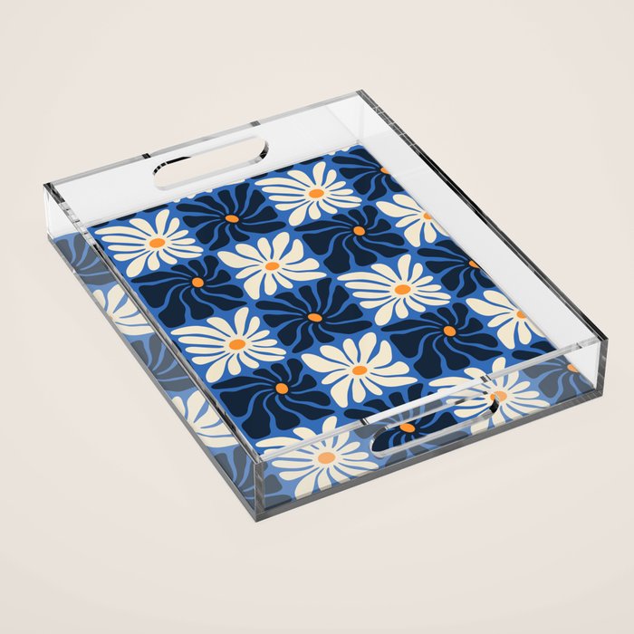 Vintage flower art pattern Acrylic Tray Gallery Image 1
