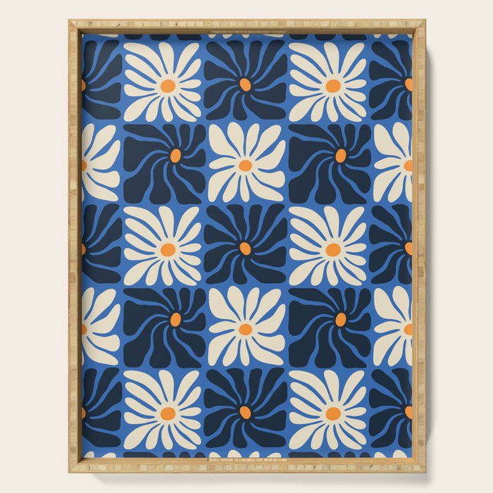 Vintage flower art pattern Serving Tray Gallery Image 1
