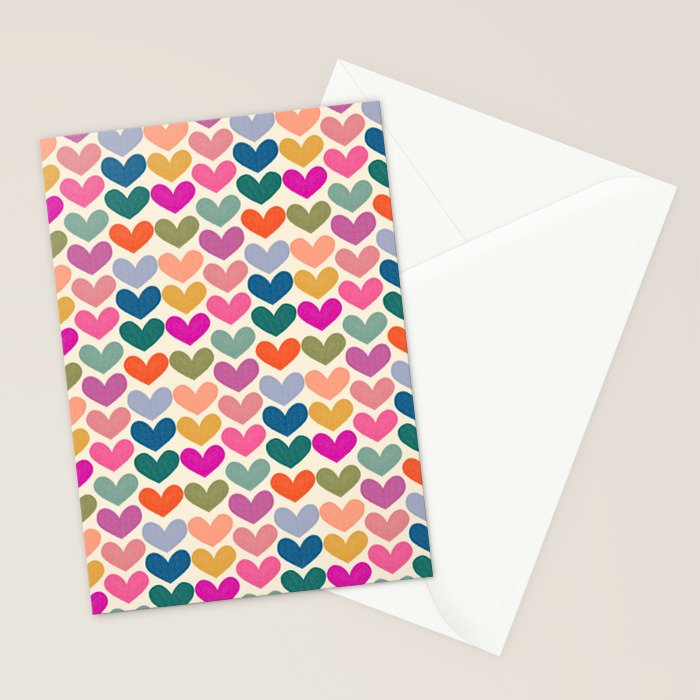 Colorful Heart Pattern  Stationery Card Gallery Image 2