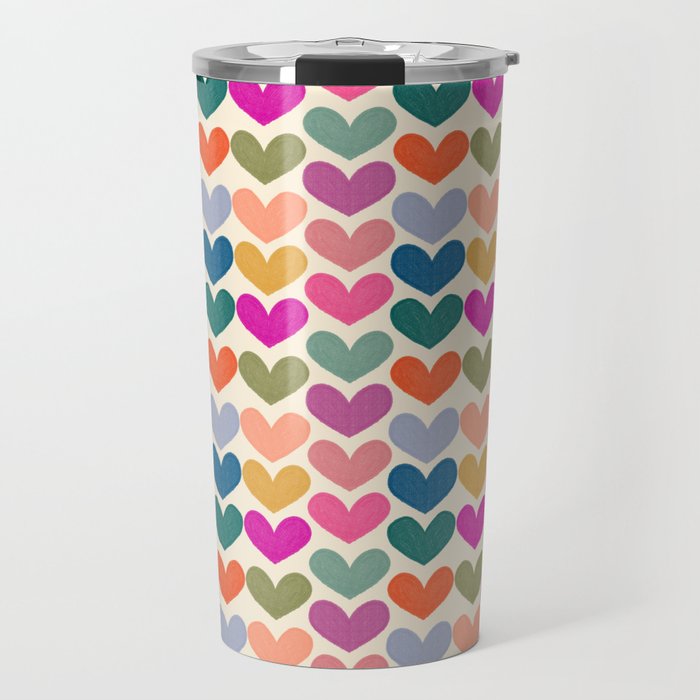 Colorful Heart Pattern  Travel Mug Gallery Image 1