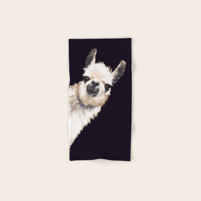 Sneaky Llama in Black Hand & Bath Towel Gallery Image 1