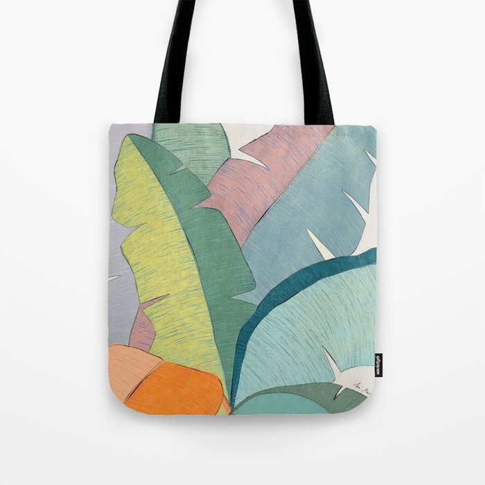 Banana leaves pastel colors Tote Bag Gallery Image 1