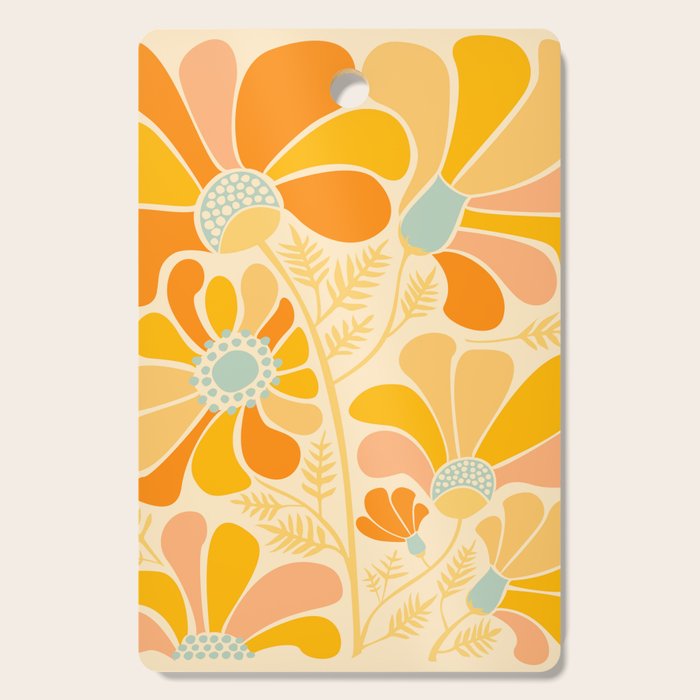 Sunny Flowers Floral Illustration Cutting Board Gallery Image 1