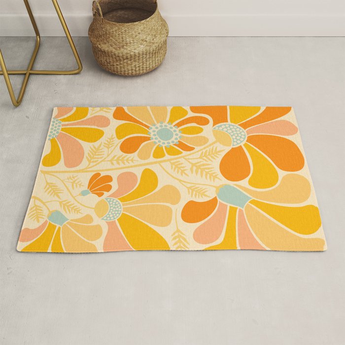 Sunny Flowers Floral Illustration Rug Gallery Image 1