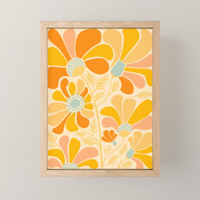 Sunny Flowers Floral Illustration Mini Art Print Gallery Image 1
