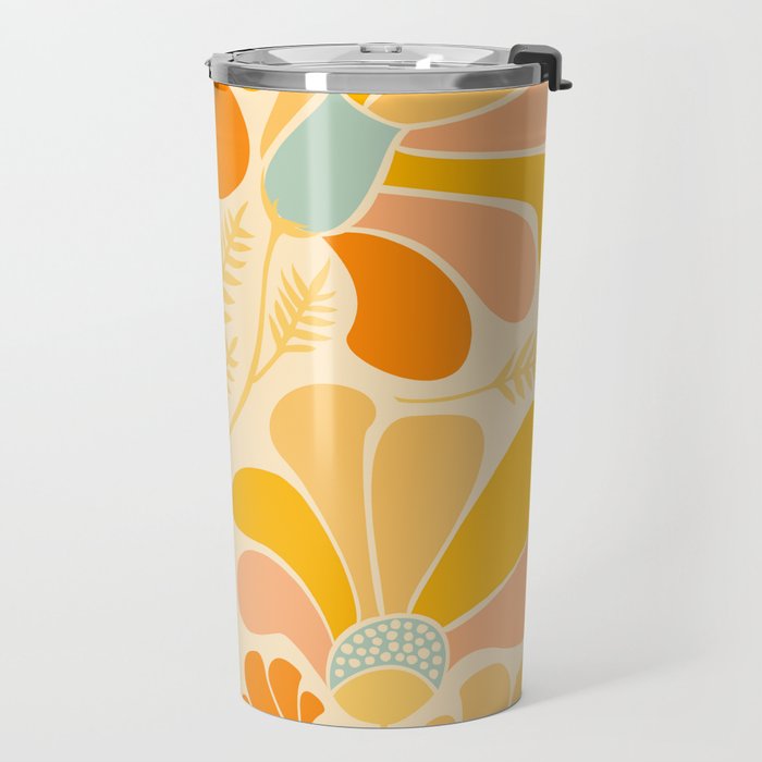 Sunny Flowers Floral Illustration Travel Mug Gallery Image 2