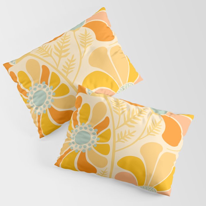 Sunny Flowers Floral Illustration Pillow Sham Gallery Image 1