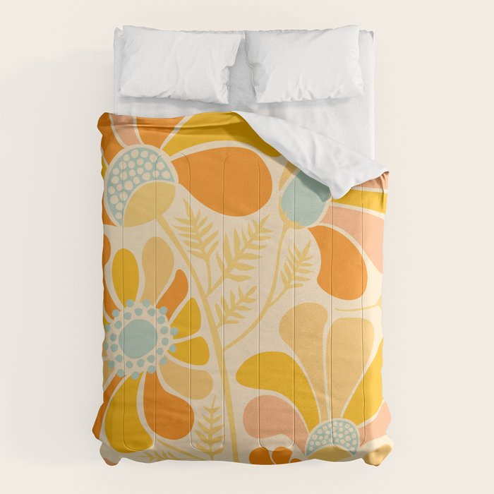 Sunny Flowers Floral Illustration Comforter Gallery Image 1
