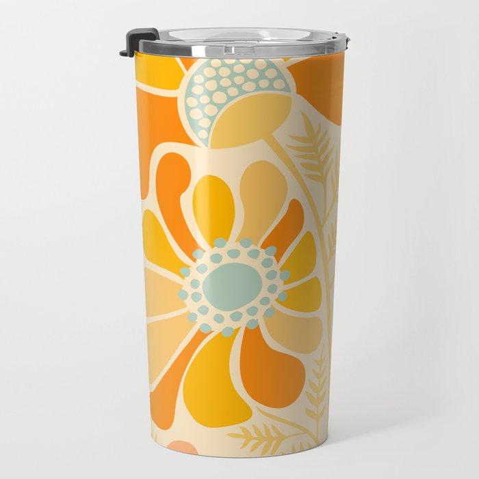 Sunny Flowers Floral Illustration Travel Mug Gallery Image 3