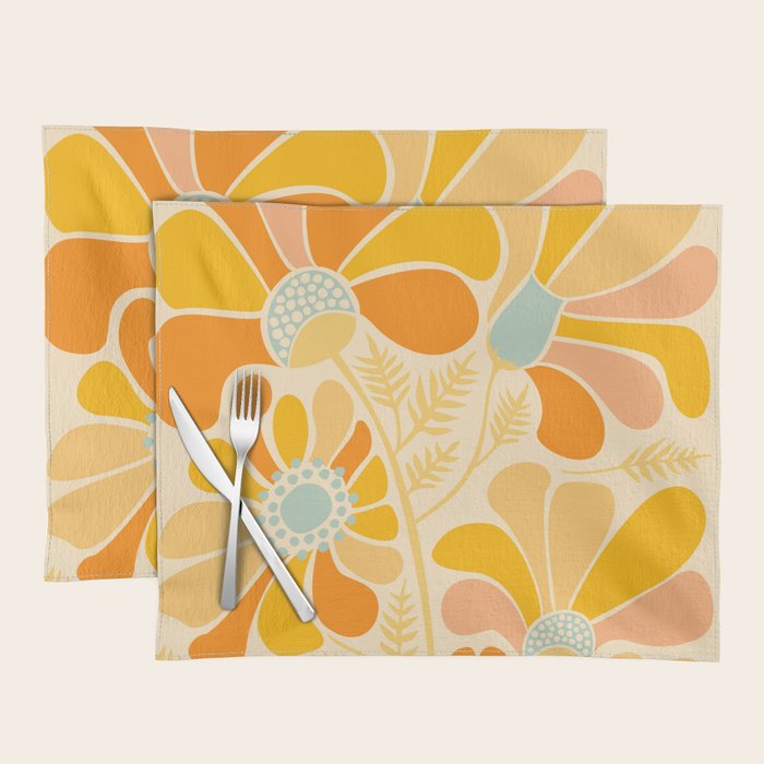 Sunny Flowers Floral Illustration Placemat Gallery Image 1