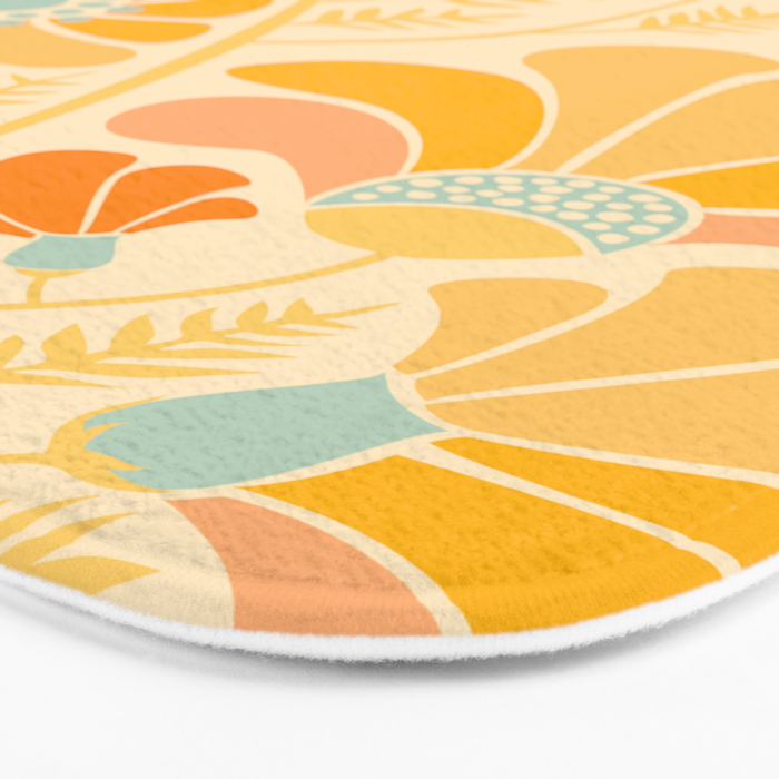 Sunny Flowers Floral Illustration Bath Mat Gallery Image 3