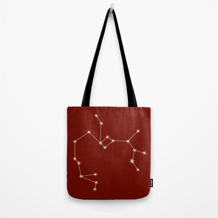 Sagittarius Zodiac Star Constellation Line Art Ruby Red Tote Bag Gallery Image 2