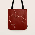 Sagittarius Zodiac Star Constellation Line Art Ruby Red Tote Bag Gallery Image 1
