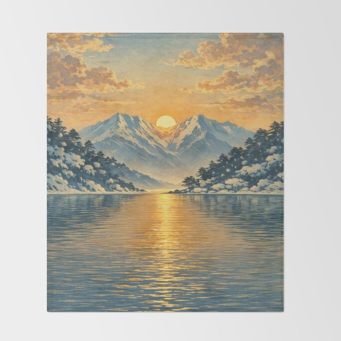 The Morning after the Blizzard in Nishigi Throw Blanket Gallery Image 2