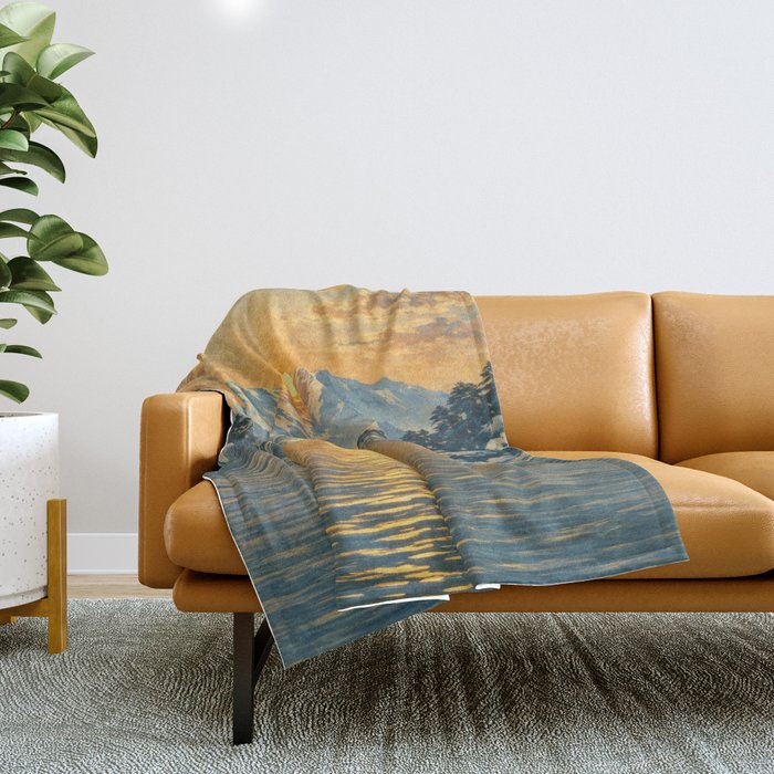 The Morning after the Blizzard in Nishigi Throw Blanket Gallery Image 1