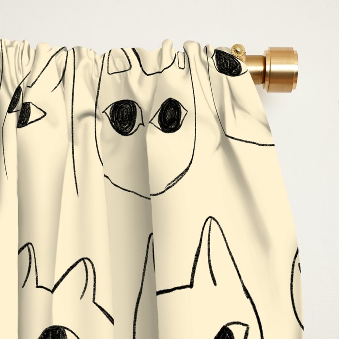 Cute Kawaii Cat Face Doodle Sketch Drawings Window Curtain Gallery Image 2