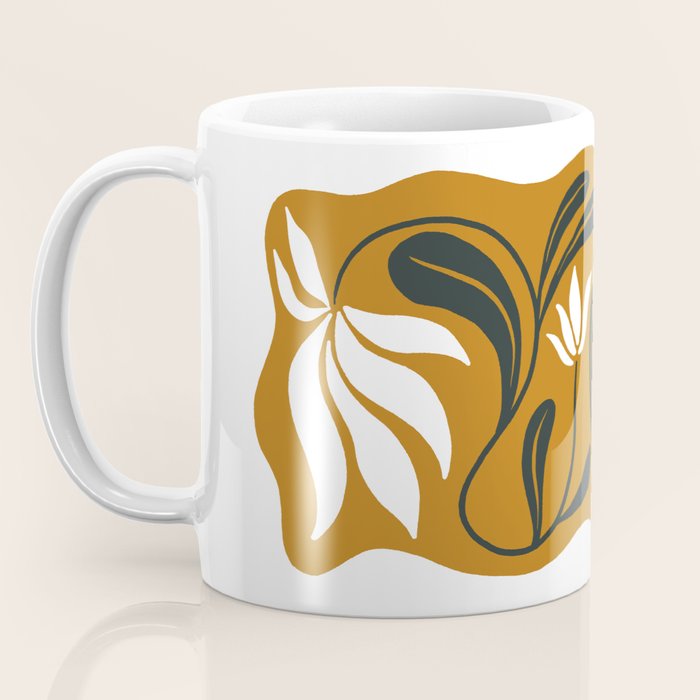 Mid-century lilies on ochre  Coffee Mug Gallery Image 3