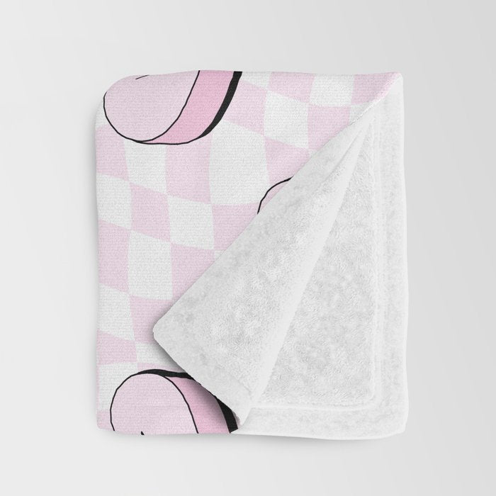 Pink love heart candy checkered pattern Throw Blanket Gallery Image 3