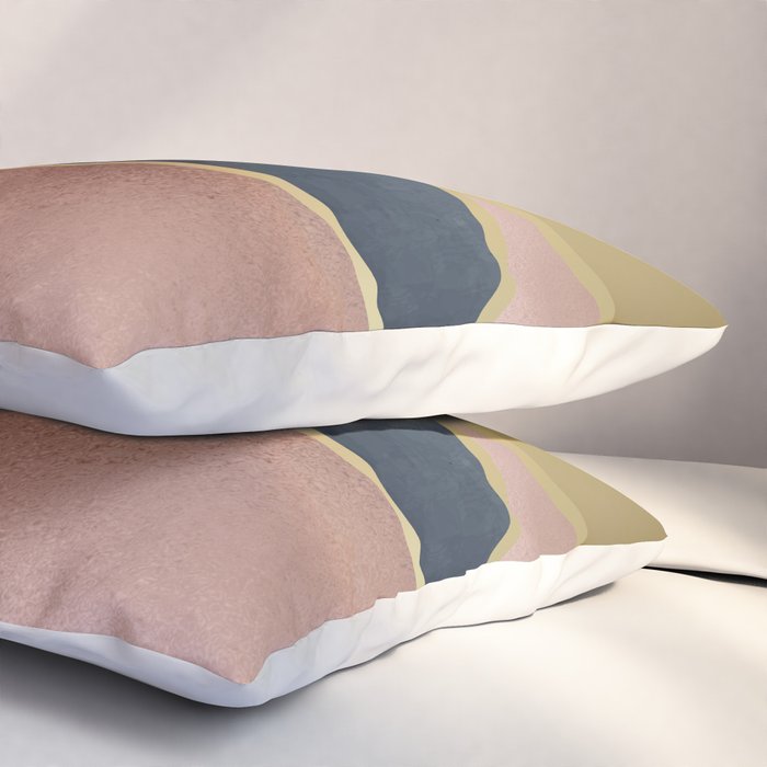 Geometric Art, Rose Gold, Pink and Navy Blue Modern  Pillow Sham Gallery Image 3