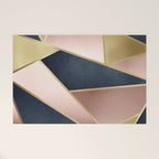 Geometric Art, Rose Gold, Pink and Navy Blue Modern  Welcome Mat Gallery Image 1