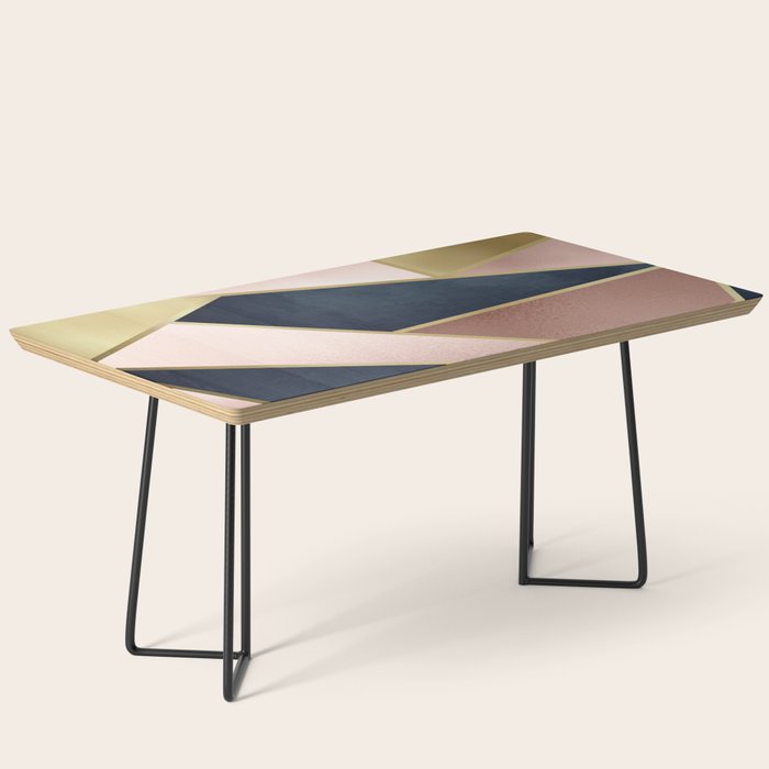 Geometric Art, Rose Gold, Pink and Navy Blue Modern  Coffee Table Gallery Image 1