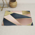 Geometric Art, Rose Gold, Pink and Navy Blue Modern  Rug Gallery Image 1