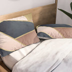 Geometric Art, Rose Gold, Pink and Navy Blue Modern  Pillow Sham Gallery Image 2