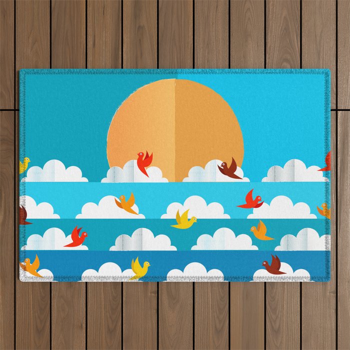 Birds Flying High In The Sky Outdoor Rug Gallery Image 1