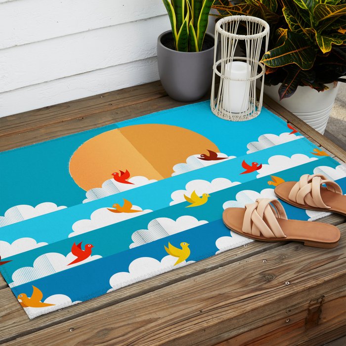 Birds Flying High In The Sky Outdoor Rug Gallery Image 2