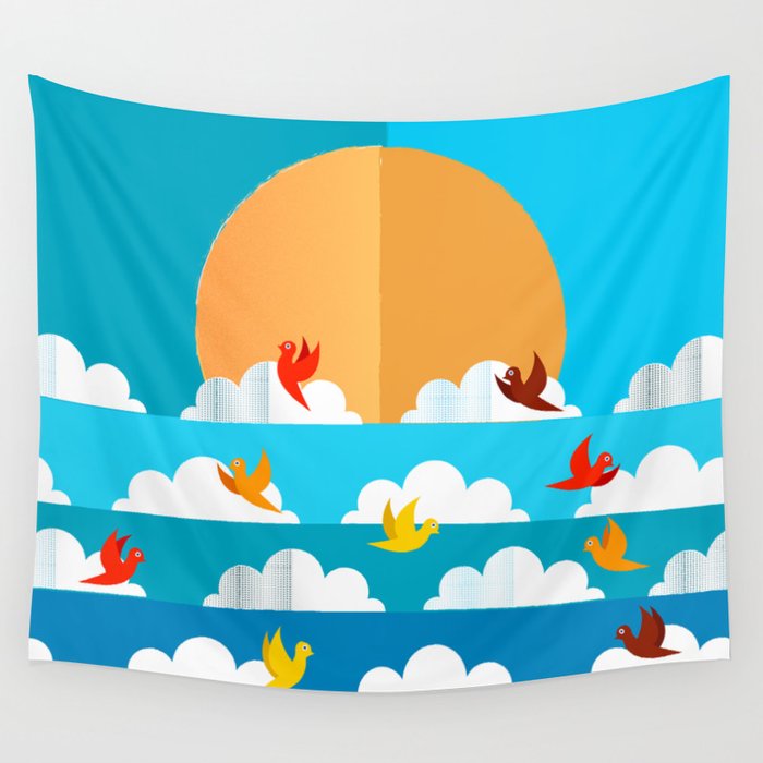 Birds Flying High In The Sky Wall Tapestry Gallery Image 1