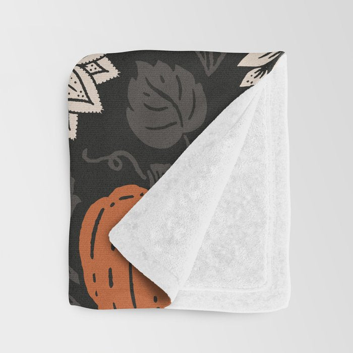 Pumpkin Fall Floral Throw Blanket Gallery Image 3