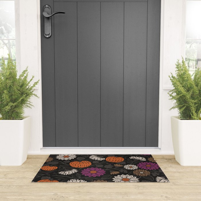 Pumpkin Fall Floral Welcome Mat Gallery Image 3