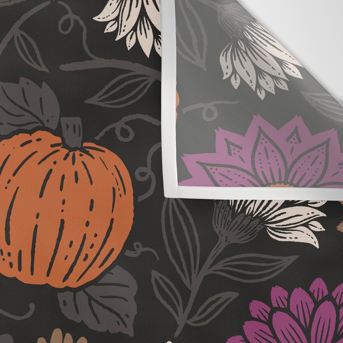Pumpkin Fall Floral Wall Tapestry Gallery Image 3
