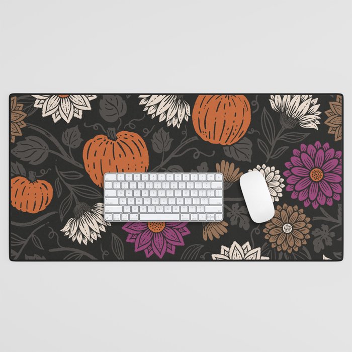 Pumpkin Fall Floral Desk Mat Gallery Image 1